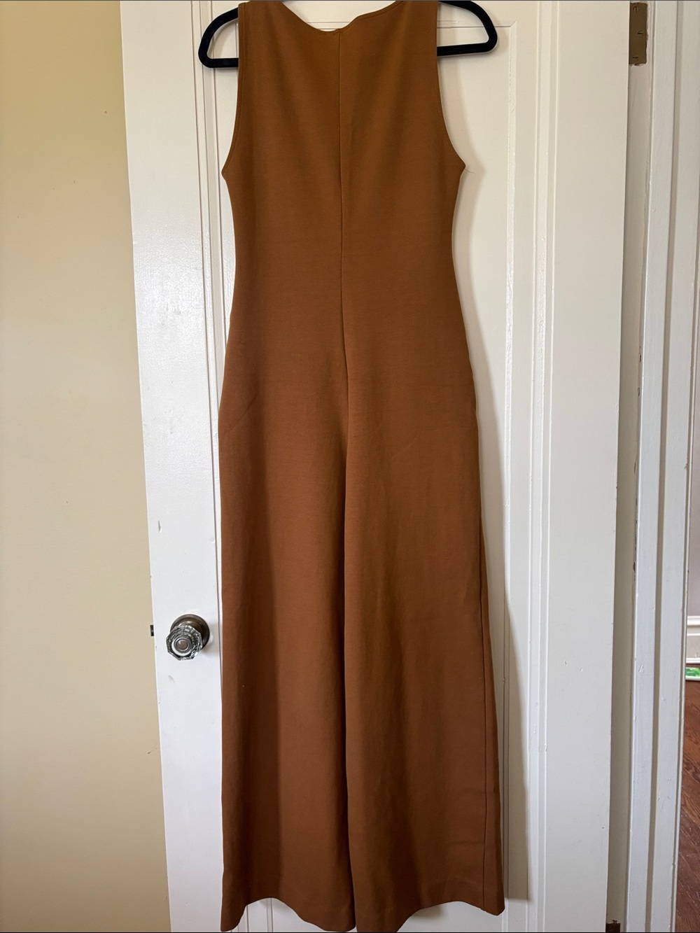 Zara Stretch Knit Sleeveless Brown Wide-Leg Jumpsuit Large - Picture 6 of 8